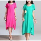 Short-sleeve Chinese Knot Button Dress