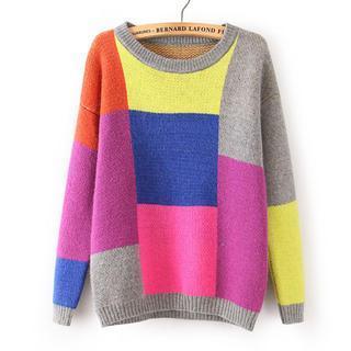 Round-neck Color-block Sweater