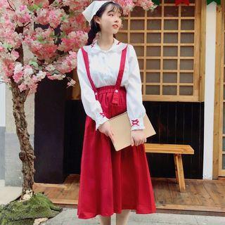 Long-sleeve Shirt / Jumper Midi Skirt