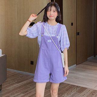 Plain Denim Wide-leg Jumper Shorts