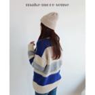 Turtleneck Stripe Wool Blend Sweater