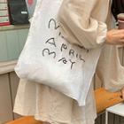 Letter Embroidery Linen Shopper Bag