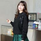 Faux-pearl Floral Brushed-fleece Lined Sweatshirt
