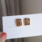 Leopard Print 925 Sterling Silver Rectangle Earring