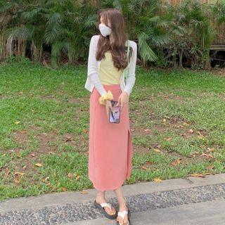 Plain Camisole Top / Hair Band / Midi Skirt / Set