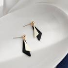 Alloy Triangle Earring 1 Pair - 925 Silver Needle Earrings - Black & White - One Size