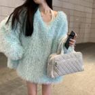 V-neck Faux Fur Top