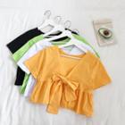 Two-way Bow-accent Short-sleeve Crop Top