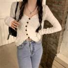 Long-sleeve Button-up T-shirt Off-white - One Size