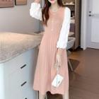 Two-tone Midi A-line Knit Dress