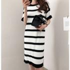 Ribbed Striped Knit Dress