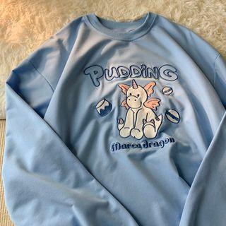 Long-sleeve Unicorn Embroidered T-shirt