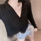 Lace Slim-fit Cropped Cardigan