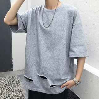 Couple Matching 3/4-sleeve Ripped T-shirt