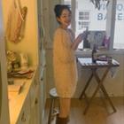 3/4-sleeve Furry Minidress