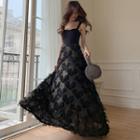 Spaghetti-strap Fringe A-line Evening Dress