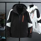 Two-tone Hooded Zip-up Down Jacket