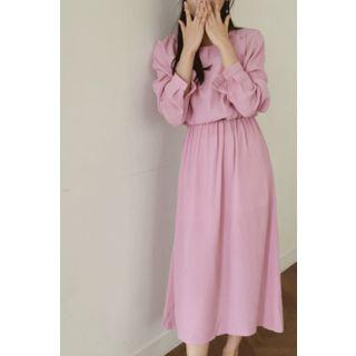 Gathered-waist Crepe Maxi Dress