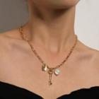 Lock & Key Pearl Pendant Necklace