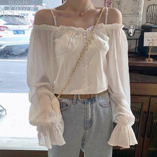 Cold Shoulder Top White - One Size