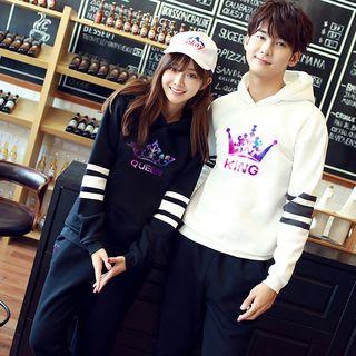 Couple Matching Crown Print Hoodie / Pants
