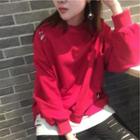 Mock-two Distressed Loose-fit Sweatshirt