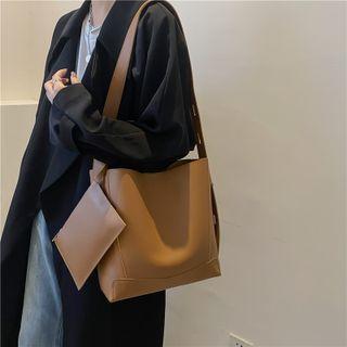 Plain Diagonal Crossbody Bucket Bag