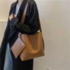 Plain Diagonal Crossbody Bucket Bag