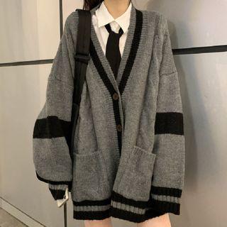 Long-sleeve Tie-neck Shirt / Cardigan