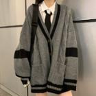 Long-sleeve Tie-neck Shirt / Cardigan