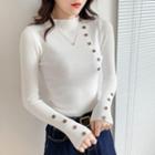 Long-sleeve High-neck Cardigan