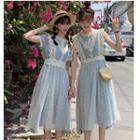 Lace Trim Sleeveless Midi Dress / Short-sleeve Midi Dress