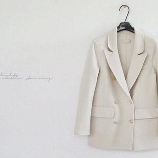 Metallic-button Hand Made Wool Blend Blazer