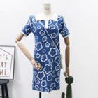 Flower-print Knit Polo Dress