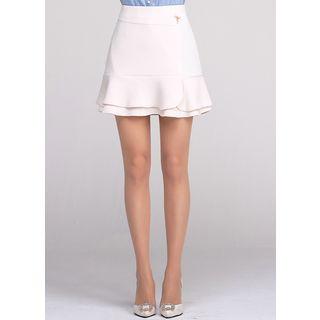 Inset Shorts Layered-ruffled Miniskirt