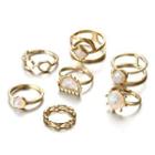 Set Of 7: Faux Gemstone / Alloy Ring (various Designs) Set Of 7 - 4270 - Gold - One Size