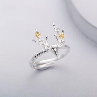 925 Sterling Silver Deer Open Ring 1 Pc - Ring - One Size