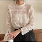 Lace Long Sleeve Top As Shown In Figure - One Size