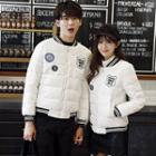 Couple Matching Applique Padded Zip Jacket