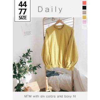 Balloon-sleeve Boxy-fit Pullover