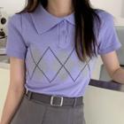 Short-sleeve Argyle Polo Shirt