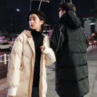 Couple Matching Contrast-trim Hooded Padded Coat