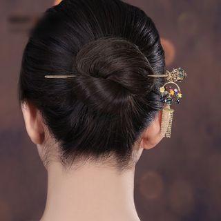 Retro Bird Fringed Hair Stick Gold - One Size