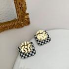 Check Pattern Earring Black & White - One Size