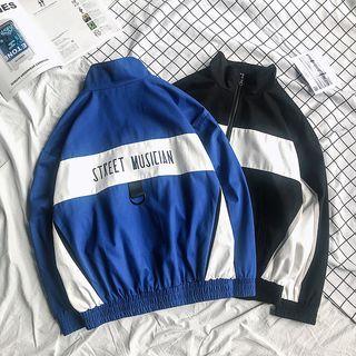 Zip-up Colored Panel Lettering Jacket