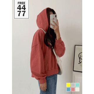 Drop-shoulder Snap-button Hoodie