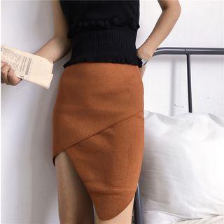 Elastic Waist Wrapped Knit Skirt