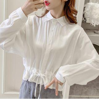 Long-sleeve Drawcord-waist Shirt