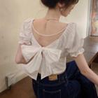 Short-sleeve Square-neck Backless Blouse