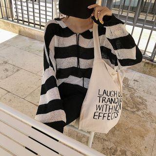 Long-sleeve Color Block Knit Hoodie